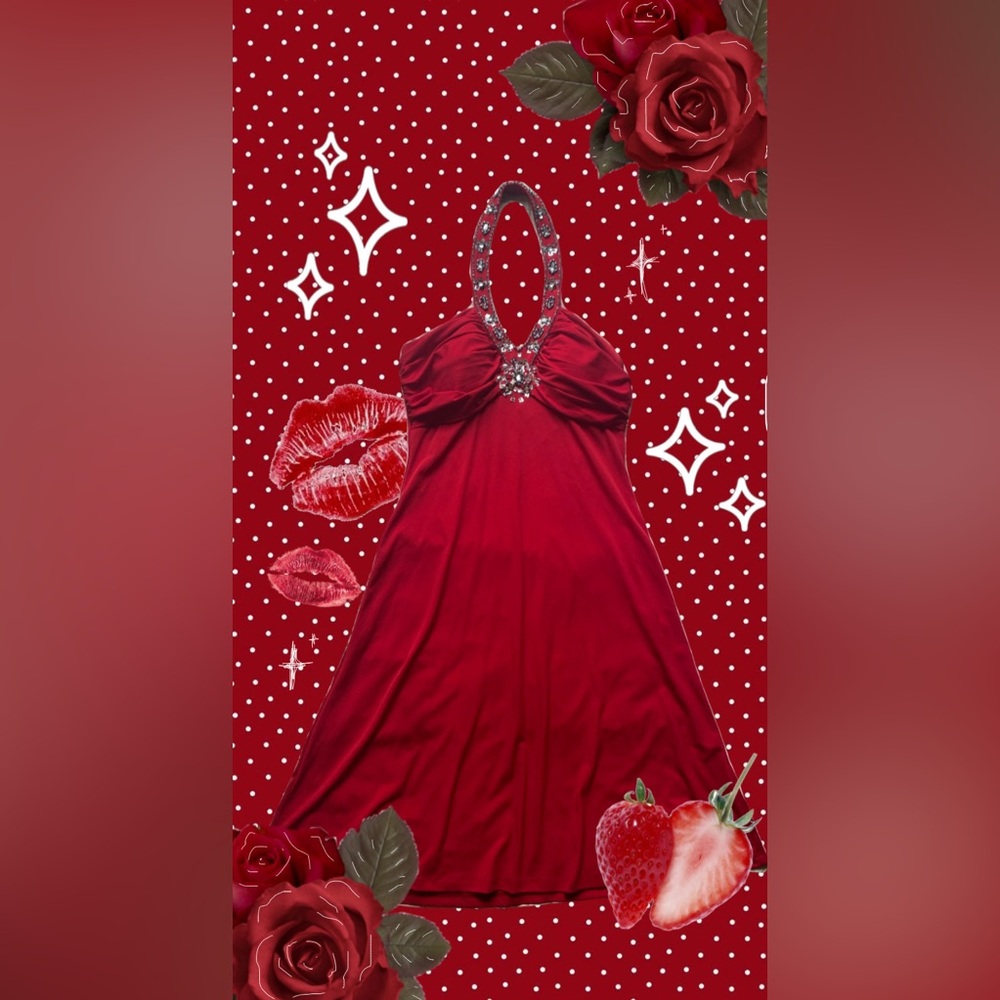 VINTAGE Spense Strapless Red Dress